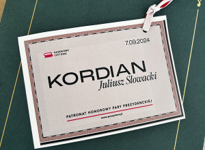 Zakładka z pieczęcią Narodowe Czytanie „Kordian” Juliusza Słowackiego